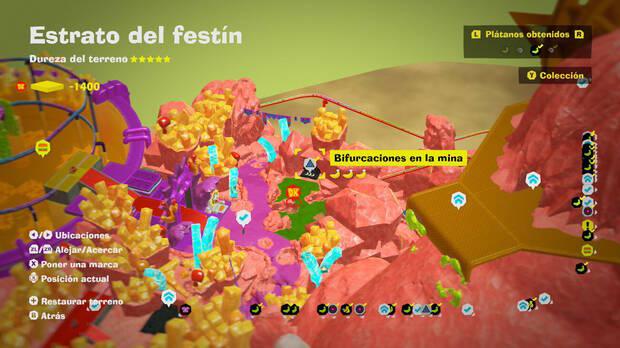 Donkey Kong Bananza - Localización en el mapa del plátano 37 en Estrato del festín