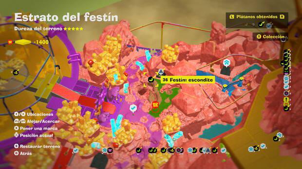 Donkey Kong Bananza - Localización en el mapa del plátano 36 en Estrato del festín