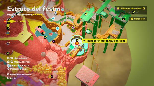 Donkey Kong Bananza - Localización en el mapa del plátano 25 en Estrato del festín