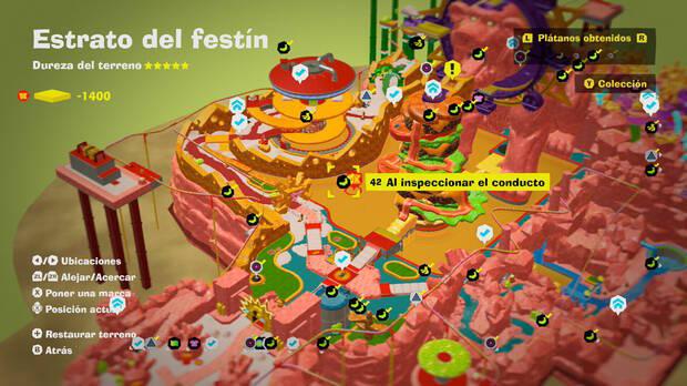 Donkey Kong Bananza - Localización en el mapa del plátano 42 en Estrato del festín