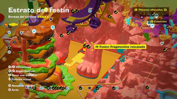 Donkey Kong Bananza - Localización en el mapa del plátano 30 en Estrato del festín