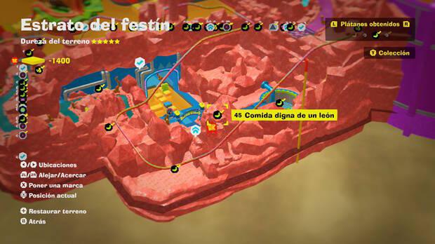 Donkey Kong Bananza - Localización en el mapa del plátano 45 en Estrato del festín