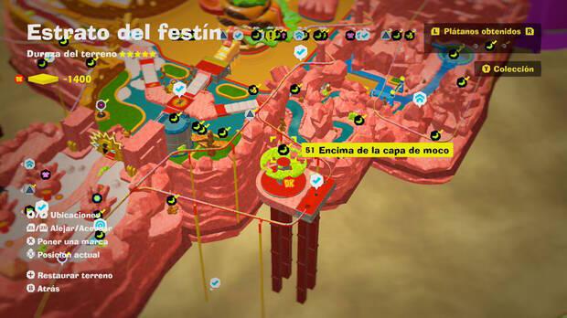 Donkey Kong Bananza - Localización en el mapa del plátano 51 en Estrato del festín