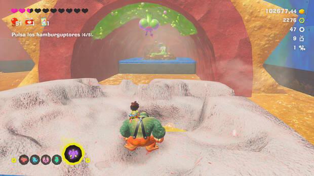 Donkey Kong Bananza - Ubicación del plátano 44 en Estrato del festín