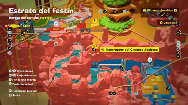 Donkey Kong Bananza - Localización en el mapa del plátano 43 en Estrato del festín