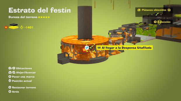 Donkey Kong Bananza - Localización en el mapa del plátano 58 en Estrato del festín