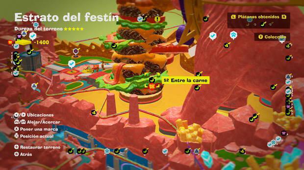 Donkey Kong Bananza - Localización en el mapa del plátano 52 en Estrato del festín