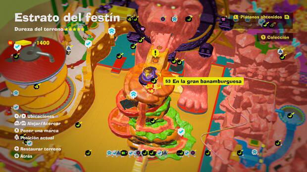 Donkey Kong Bananza - Localización en el mapa del plátano 53 en Estrato del festín