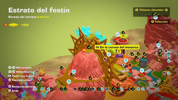 Donkey Kong Bananza - Localización en el mapa del plátano 56 en Estrato del festín