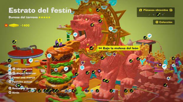 Donkey Kong Bananza - Localización en el mapa del plátano 54 en Estrato del festín