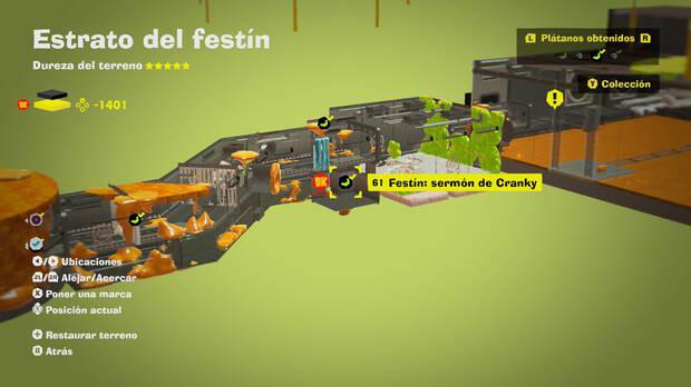 Donkey Kong Bananza - Localización en el mapa del plátano 61 en Estrato del festín