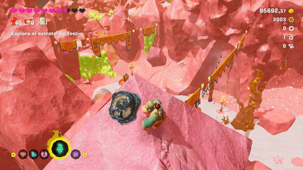 Donkey Kong Bananza - Ubicación del fósil Neumático viejo 01 en Estrato del festín