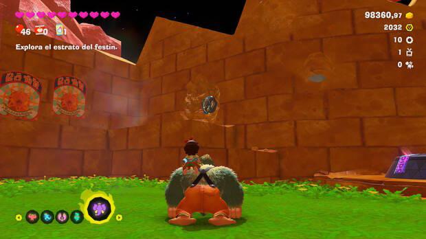 Donkey Kong Bananza - Ubicación del fósil Neumático viejo 11 en Estrato del festín