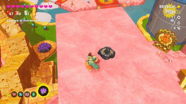 Donkey Kong Bananza - Ubicación del fósil Neumático viejo 12 en Estrato del festín