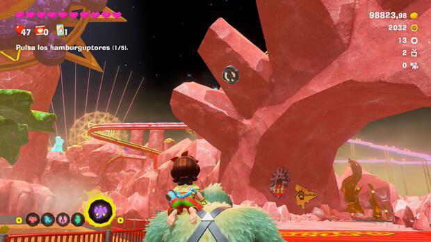 Donkey Kong Bananza - Ubicación del fósil Neumático viejo 14 en Estrato del festín