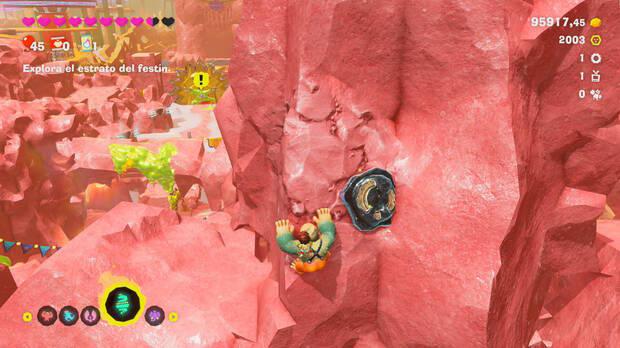 Donkey Kong Bananza - Ubicación del fósil Neumático viejo 02 en Estrato del festín