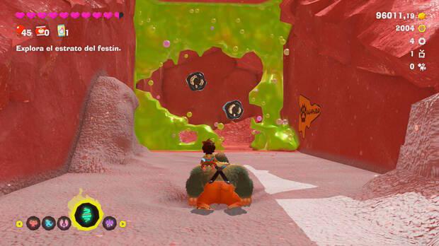 Donkey Kong Bananza - Ubicación del fósil Neumático viejo 05 y 06 en Estrato del festín