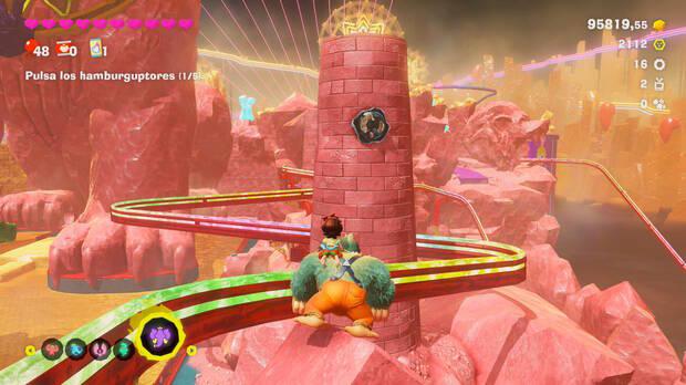 Donkey Kong Bananza - Ubicación del fósil Neumático viejo 17 en Estrato del festín