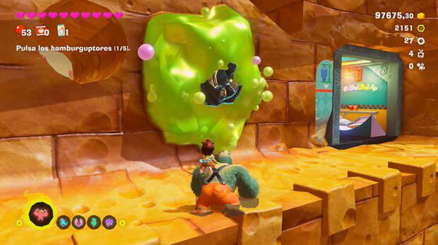 Donkey Kong Bananza - Ubicación del fósil Neumático viejo 27 en Estrato del festín