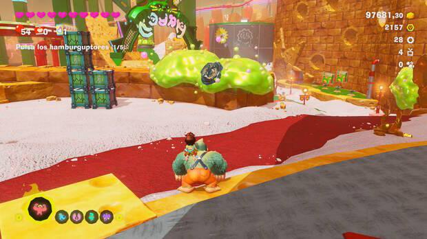 Donkey Kong Bananza - Ubicación del fósil Neumático viejo 28 en Estrato del festín