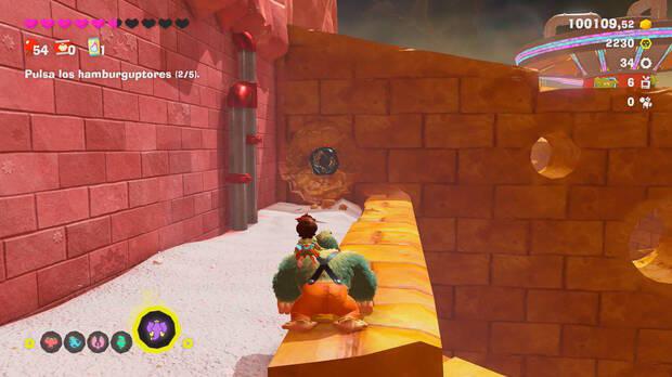 Donkey Kong Bananza - Ubicación del fósil Neumático viejo 35 en Estrato del festín