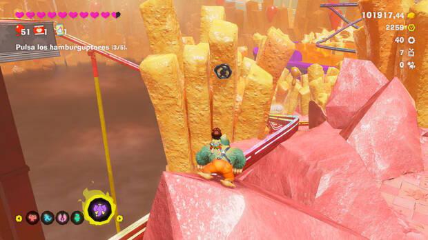 Donkey Kong Bananza - Ubicación del fósil Neumático viejo 41 en Estrato del festín