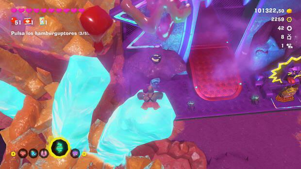 Donkey Kong Bananza - Ubicación del fósil Neumático viejo 43 en Estrato del festín