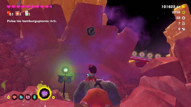 Donkey Kong Bananza - Ubicación del fósil Neumático viejo 39 en Estrato del festín