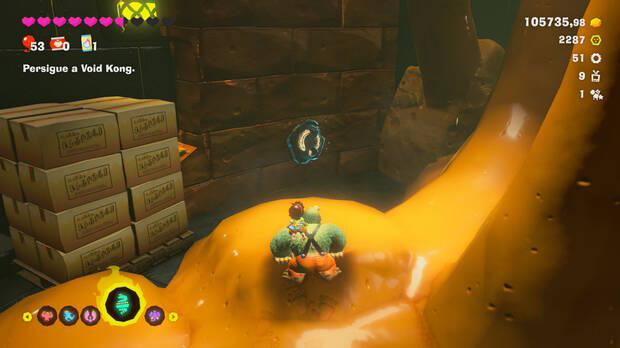 Donkey Kong Bananza - Ubicación del fósil Neumático viejo 52 en Estrato del festín