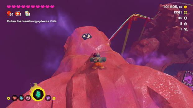 Donkey Kong Bananza - Ubicación del fósil Neumático viejo 46 en Estrato del festín