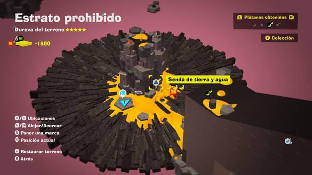 Donkey Kong Bananza - Localización en el mapa del plátano 03 en Estrato prohibido