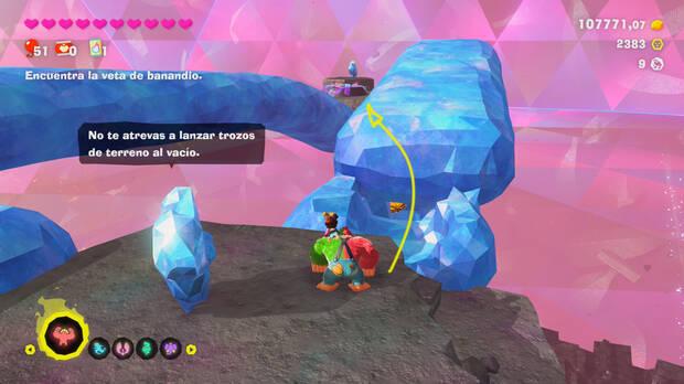 Donkey Kong Bananza - Ubicación del plátano 06 en Estrato prohibido