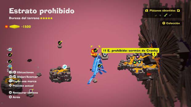 Donkey Kong Bananza - Localización en el mapa del plátano 13 en Estrato prohibido