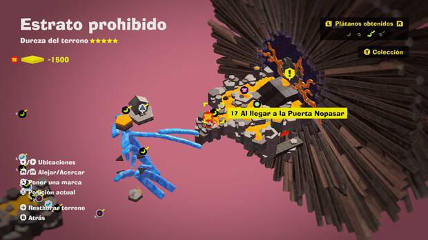 Donkey Kong Bananza - Localización en el mapa del plátano 17 en Estrato prohibido