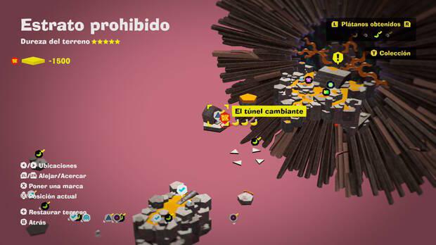 Donkey Kong Bananza - Localización en el mapa del plátano 14 en Estrato prohibido