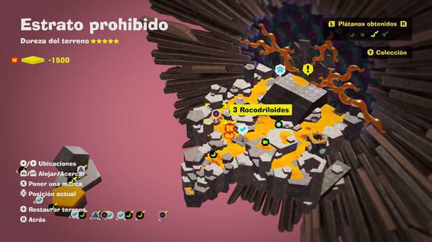 Donkey Kong Bananza - Localización en el mapa del plátano 18 en Estrato prohibido