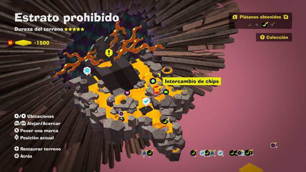 Donkey Kong Bananza - Localización en el mapa del plátano 25 en Estrato prohibido