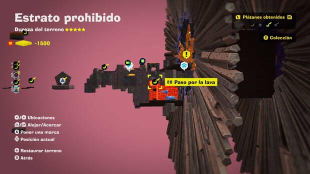 Donkey Kong Bananza - Localización en el mapa del plátano 20 en Estrato prohibido