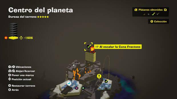 Donkey Kong Bananza - Localización en el mapa del plátano 17 en Centro del planeta