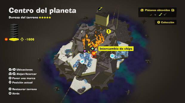 Donkey Kong Bananza - Localización en el mapa del plátano 07 en Centro del planeta