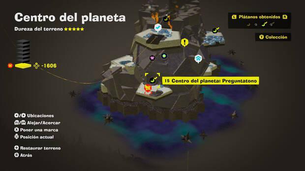 Donkey Kong Bananza - Localización en el mapa del plátano 15 en Centro del planeta