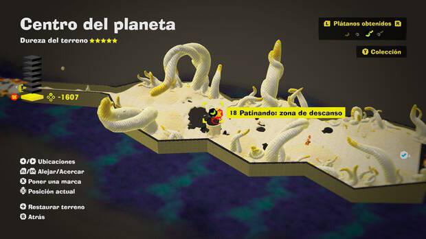 Donkey Kong Bananza - Localización en el mapa del plátano 18 en Centro del planeta