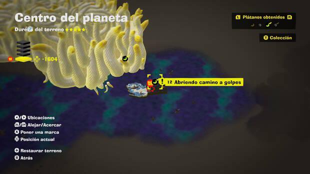 Donkey Kong Bananza - Localización en el mapa del plátano 12 en Centro del planeta