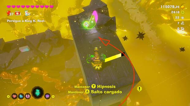 Donkey Kong Bananza - Ubicación del plátano 17 en Centro del planeta