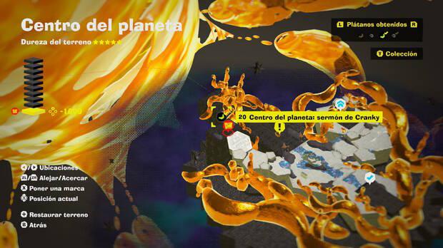 Donkey Kong Bananza - Localización en el mapa del plátano 20 en Centro del planeta