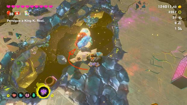 Donkey Kong Bananza - Ubicación del fósil Objetos de 8 bits 10 en Centro del planeta