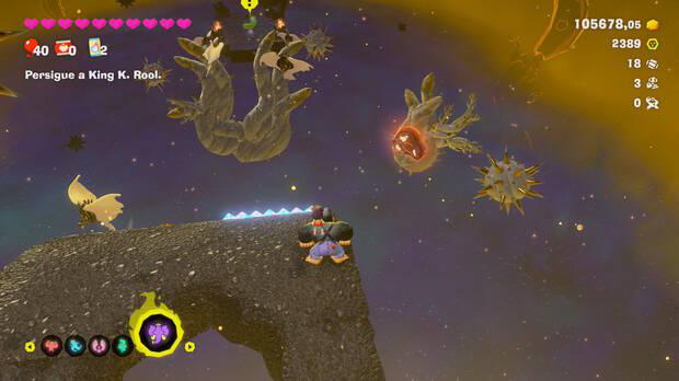 Donkey Kong Bananza - Ubicación del fósil Objetos de 8 bits 04 en Centro del planeta