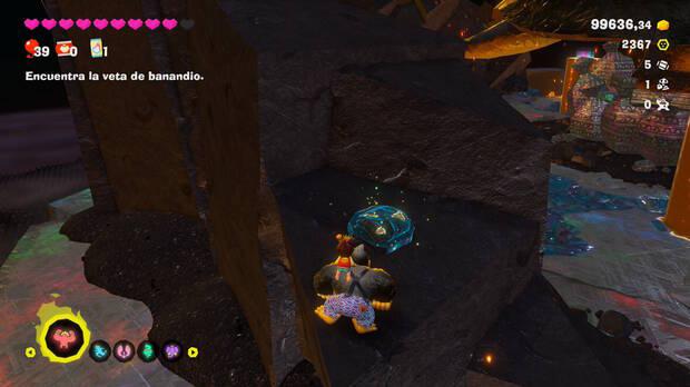 Donkey Kong Bananza - Ubicación del fósil Barril de 8 bits 06 en Centro del planeta