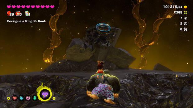 Donkey Kong Bananza - Ubicación del fósil Barril de 8 bits 08 en Centro del planeta