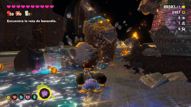 Donkey Kong Bananza - Ubicación del fósil Barril de 8 bits 03 en Centro del planeta